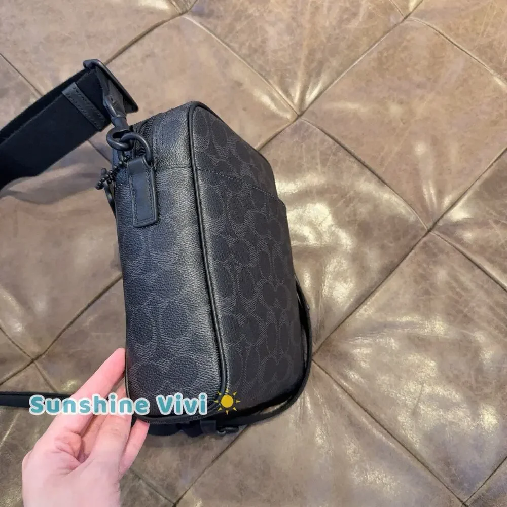 NWT Coach Tristan Crossbody Bag 14 Signature Canvas CET69 Matte Black signature